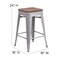 Emma and Oliver Kam Backless Metal Indoor-Outdoor Stool with All-Weather Polystyrene Seat